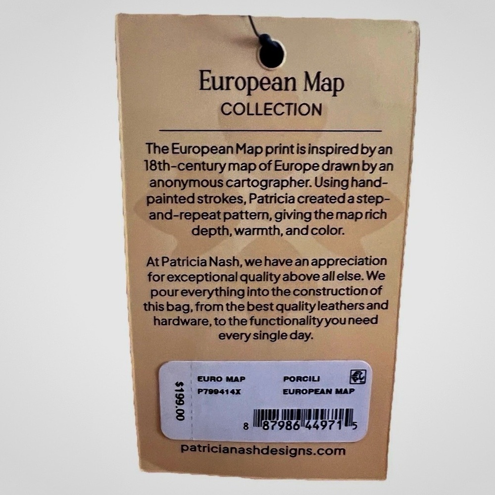Patricia Nash Porcili Europe Map Print Leather Satchel With Shoulder Strap NWT - Picture 4 of 5